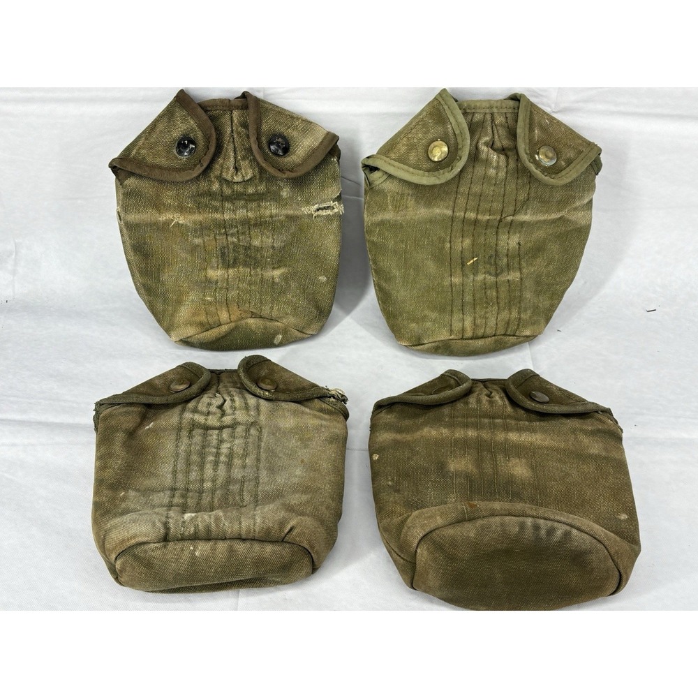 Genuine US Vietnam War M1956 Canteen Cover Military Lot of 4 M-1956 Needs Repair